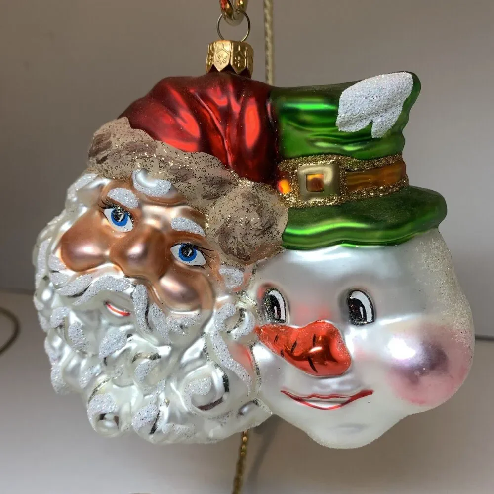 Glass Christmas Ornament Poland Santa Claus Snowman Holiday 5” Decoration